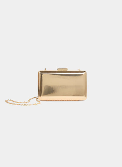 Women Metallic Box Clutch Gold | Melanie Lyne
