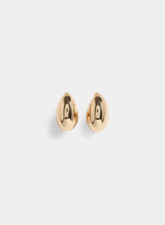 Women Shiny Oval Button Earrings Gold | Melanie Lyne