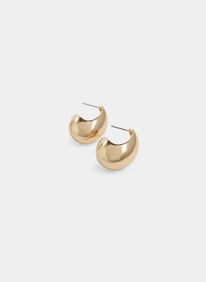 Women Shiny Oval Button Earrings Gold | Melanie Lyne