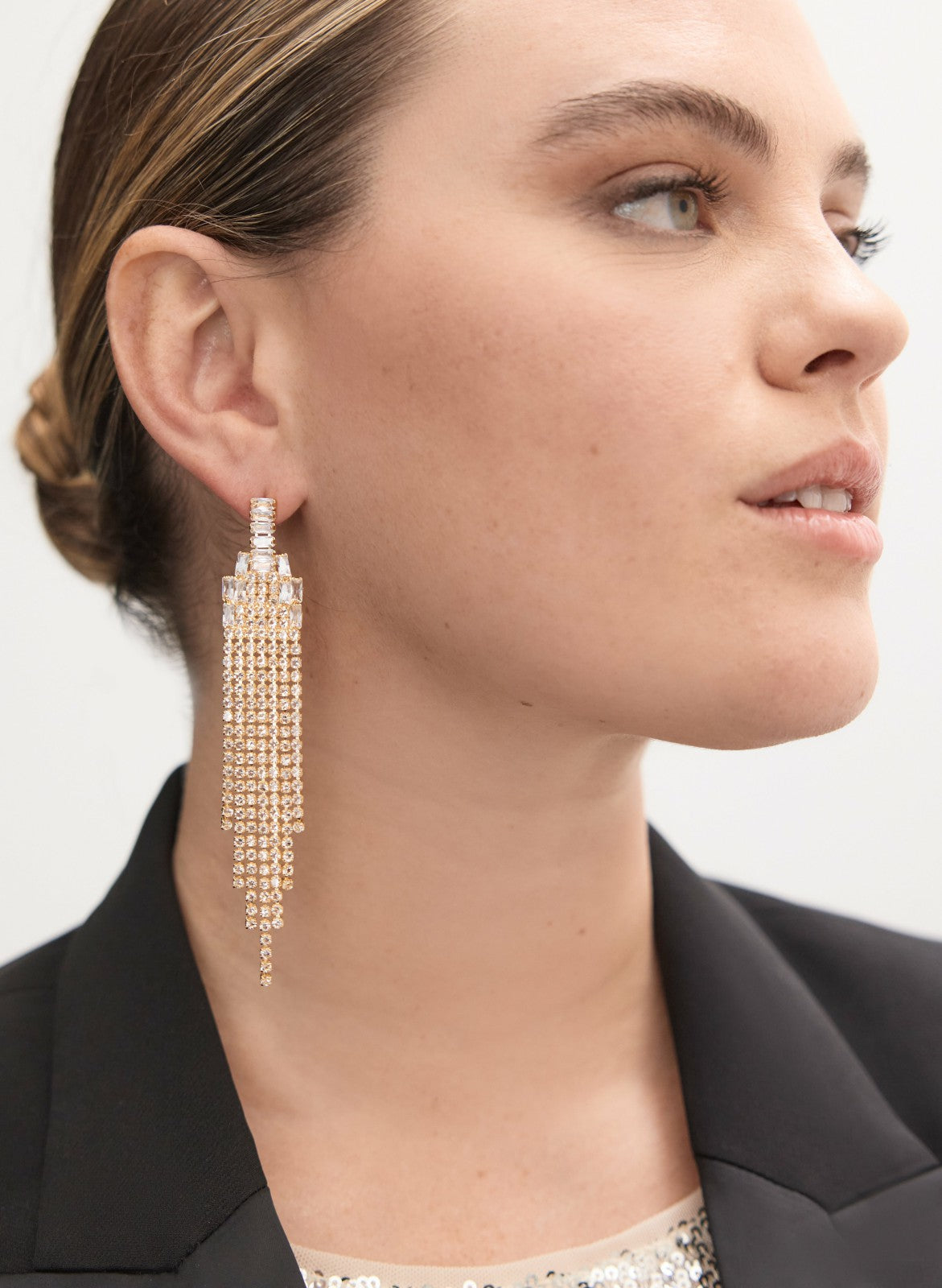 Women Cubic Zirconia Chandelier Earrings Gold | Melanie Lyne