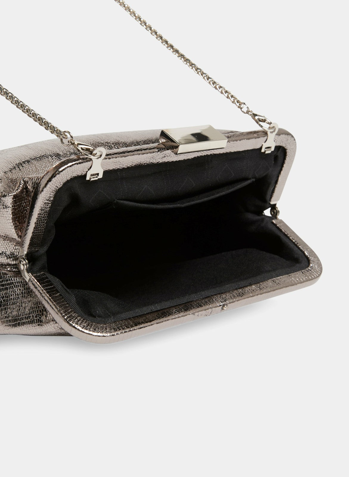 Women Kiss-Lock Metallic Clutch Silver | Melanie Lyne
