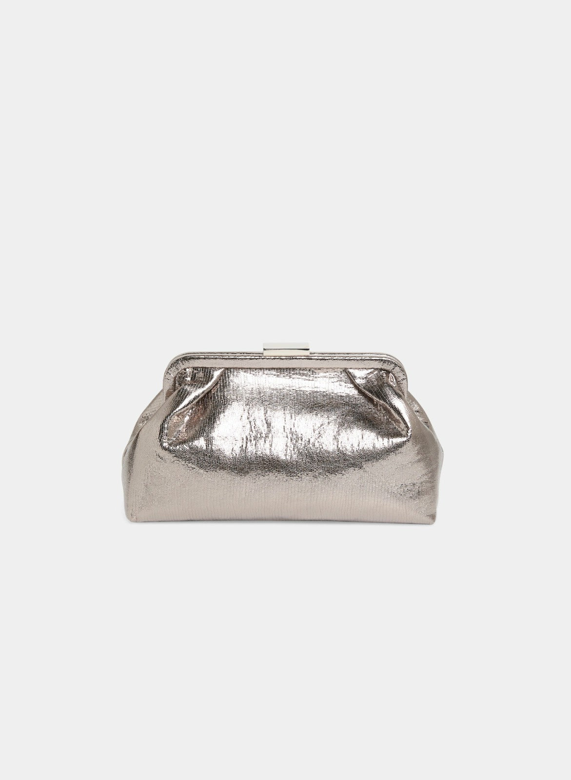 Women Kiss-Lock Metallic Clutch Silver | Melanie Lyne