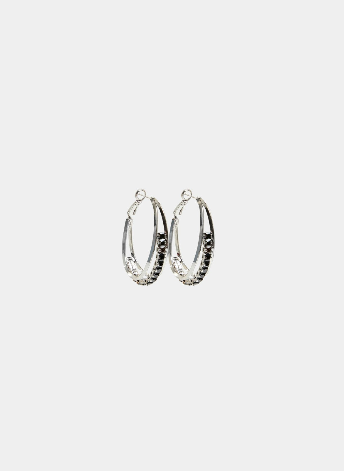 Women Embellished Double Hoop Earrings Black | Melanie Lyne