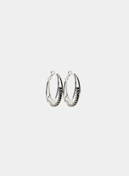 Women Embellished Double Hoop Earrings Black | Melanie Lyne