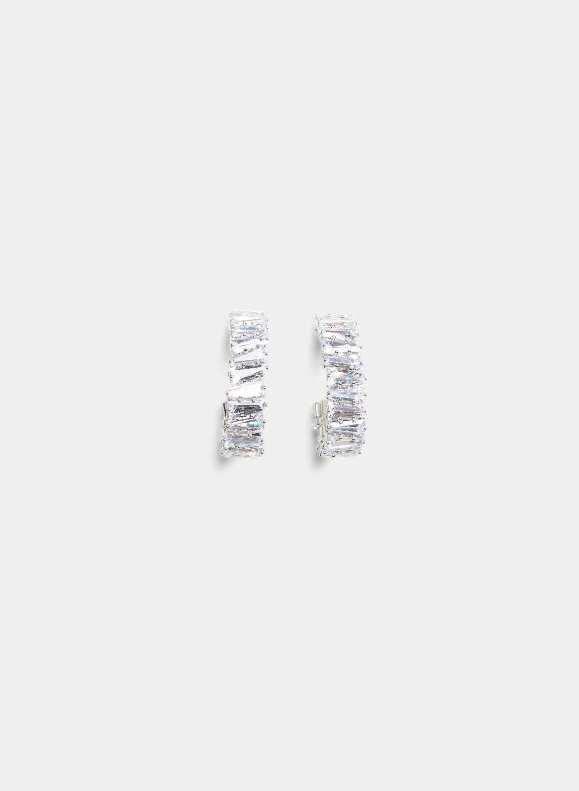 Women Cubic Zirconia Open-Hoop Earrings Silver | Melanie Lyne