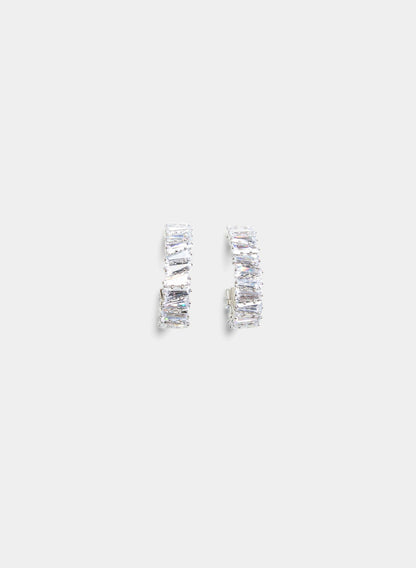 Women Cubic Zirconia Open-Hoop Earrings Silver | Melanie Lyne