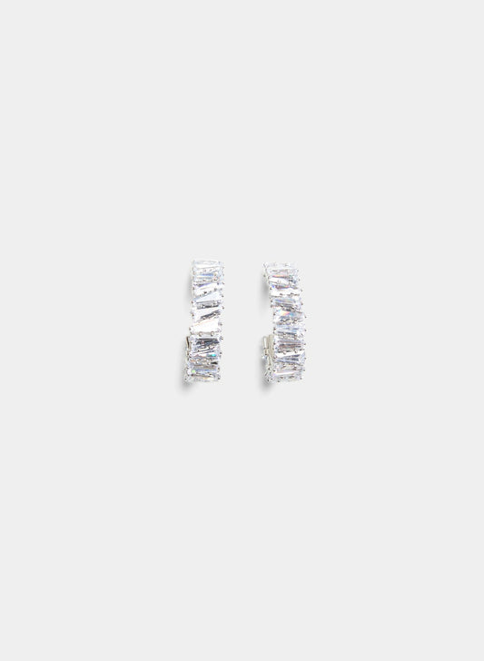 Women Cubic Zirconia Open-Hoop Earrings Silver | Melanie Lyne