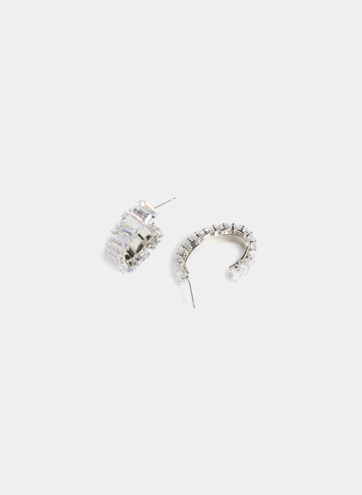 Women Cubic Zirconia Open-Hoop Earrings Silver | Melanie Lyne