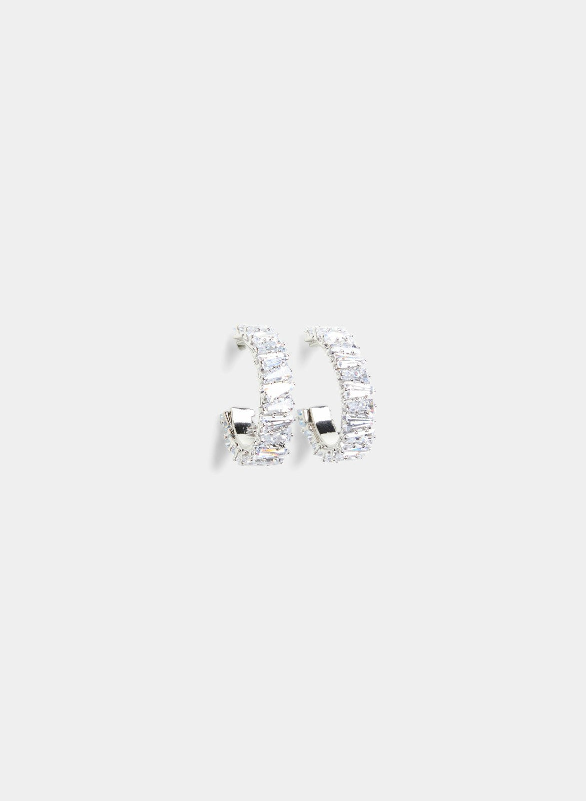 Women Cubic Zirconia Open-Hoop Earrings Silver | Melanie Lyne