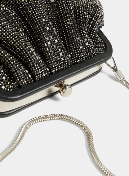 Women Crystal Embellished Clutch Black | Melanie Lyne