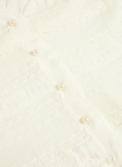 Women Ruffle Knit Cardigan Alabaster | Melanie Lyne