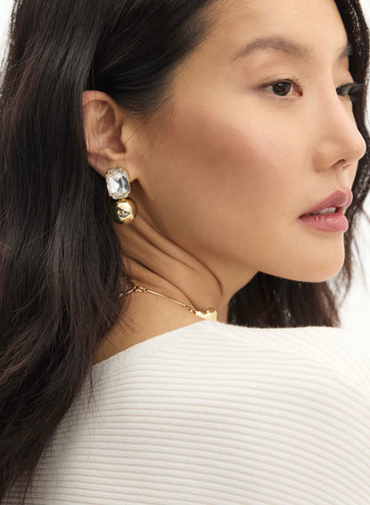 Women Rectangular Top Dangle Earrings Gold | Melanie Lyne