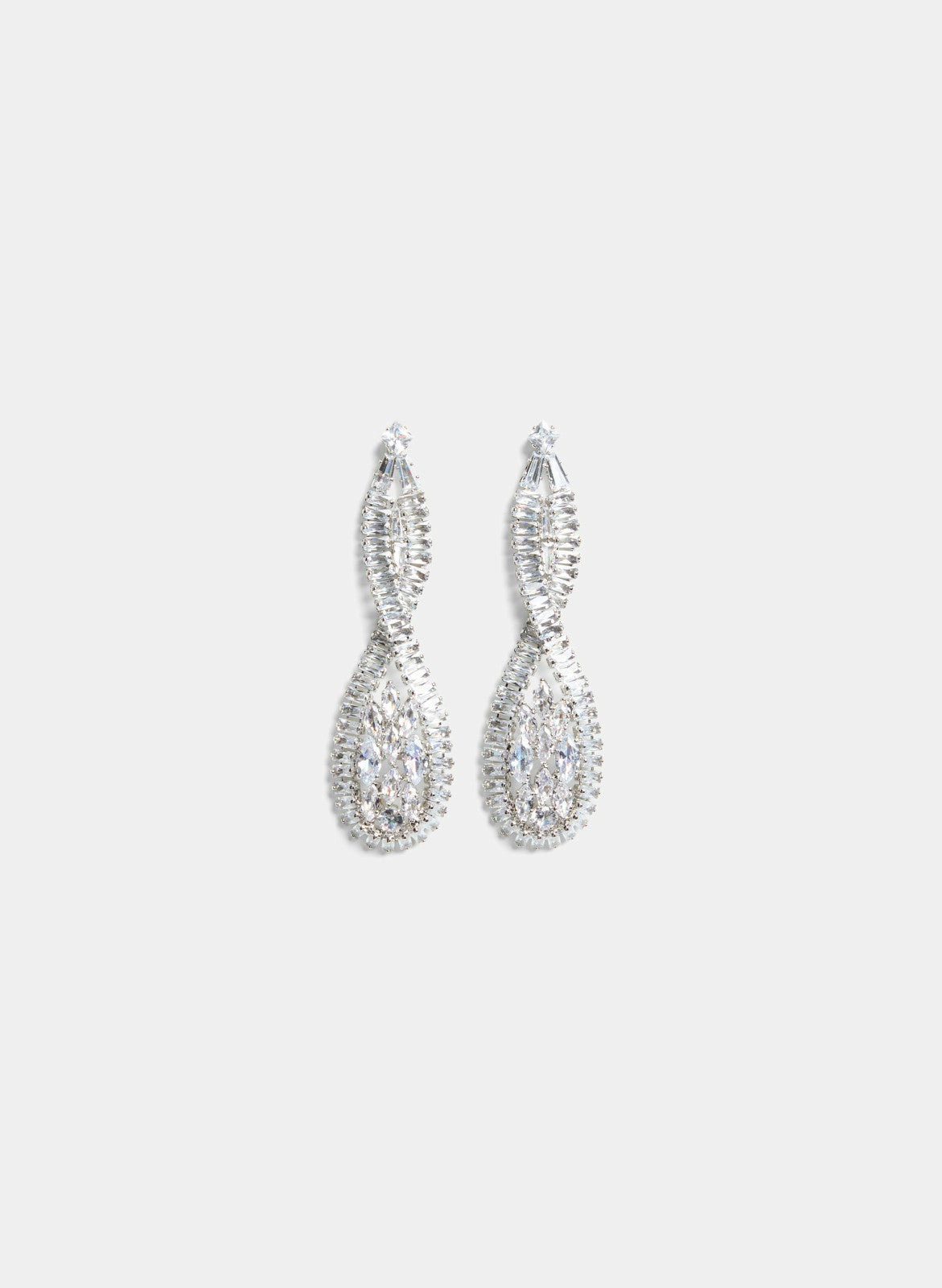 Women Twisted Cubic Zirconia Chandelier Earrings Silver | Melanie Lyne