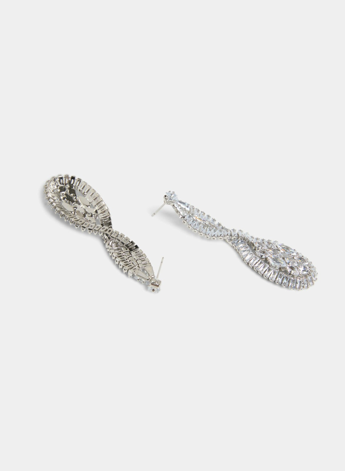 Women Twisted Cubic Zirconia Chandelier Earrings Silver | Melanie Lyne