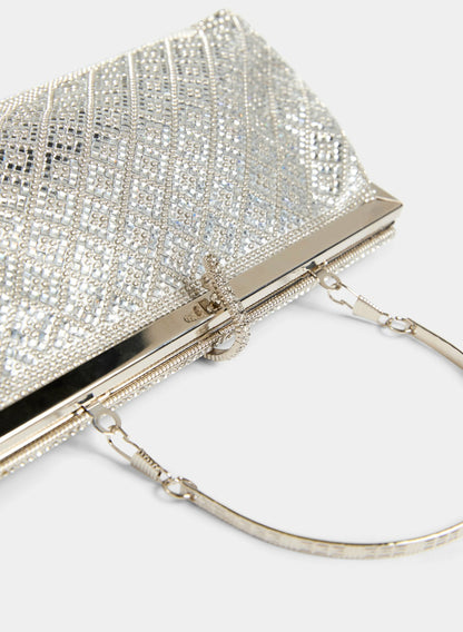 Women Shimmering Evening Clutch Silver | Melanie Lyne