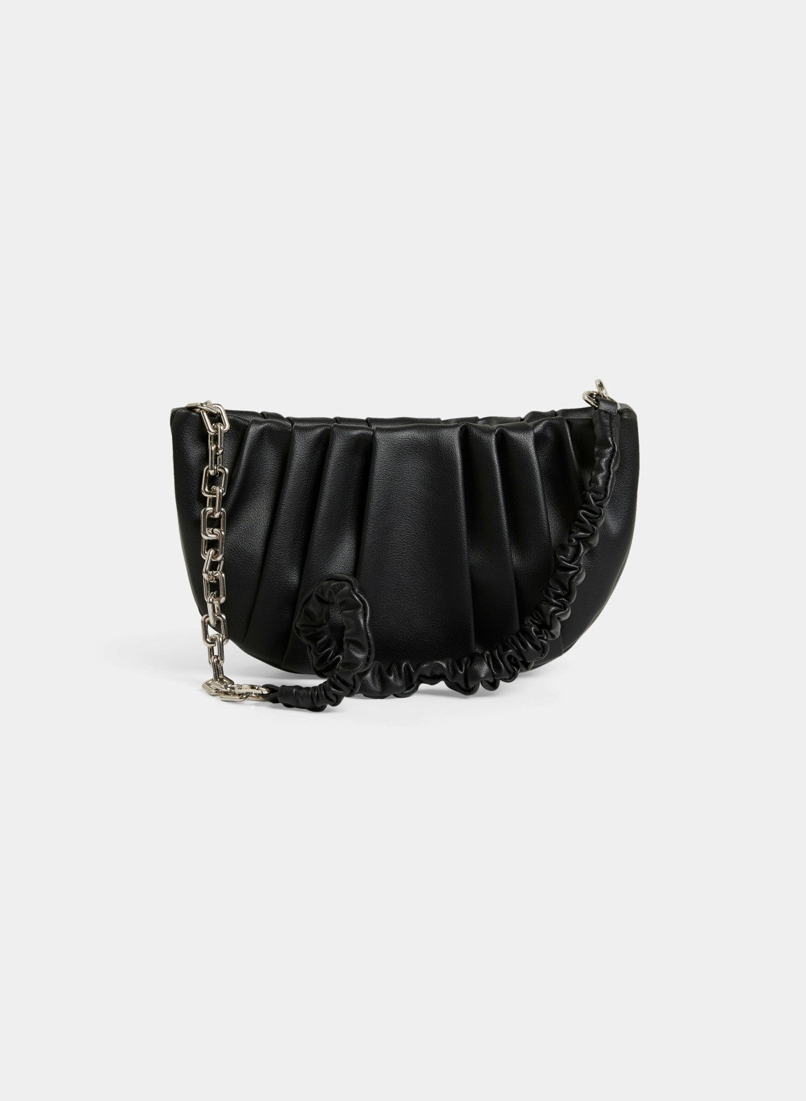 Women Vegan Leather Half-Moon Clutch Black | Melanie Lyne