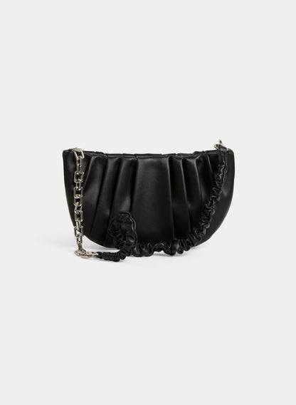 Women Vegan Leather Half-Moon Clutch Black | Melanie Lyne