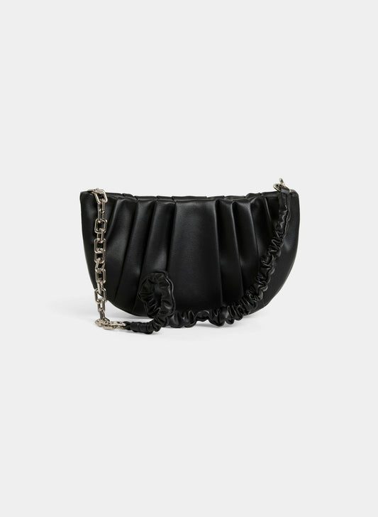 Women Vegan Leather Half-Moon Clutch Black | Melanie Lyne