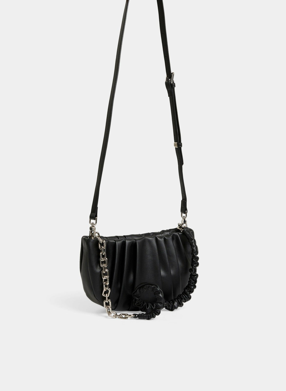 Women Vegan Leather Half-Moon Clutch Black | Melanie Lyne
