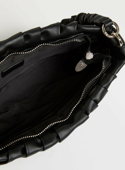 Women Vegan Leather Half-Moon Clutch Black | Melanie Lyne