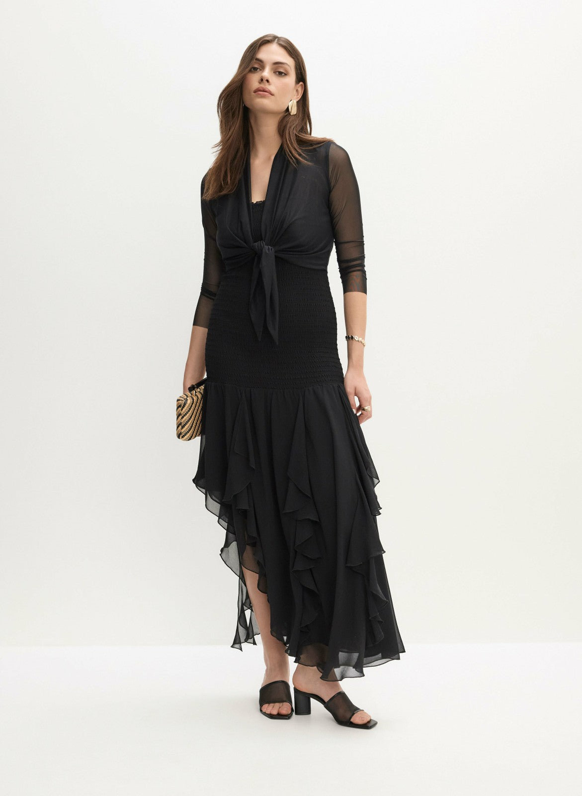 Women Tie-Front Mesh Bolero Black | Melanie Lyne
