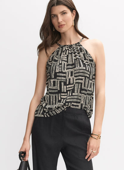 Women Sleeveless Geometric Print Top Black Pattern | Melanie Lyne