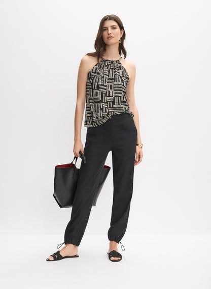 Women Sleeveless Geometric Print Top Black Pattern | Melanie Lyne