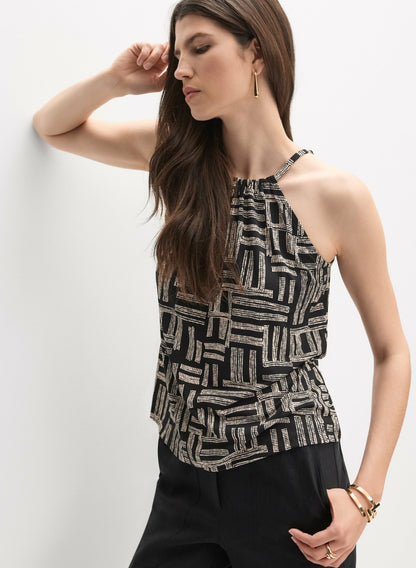 Women Sleeveless Geometric Print Top Black Pattern | Melanie Lyne