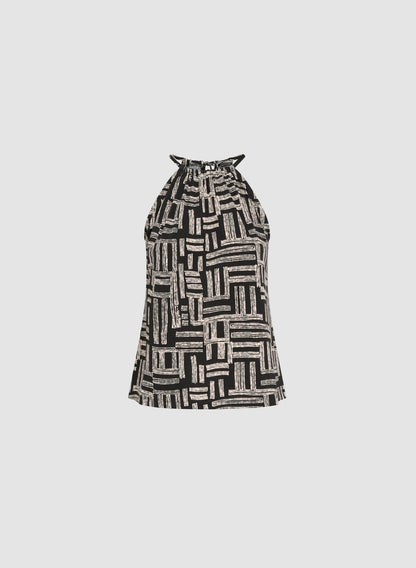 Women Sleeveless Geometric Print Top Black Pattern | Melanie Lyne