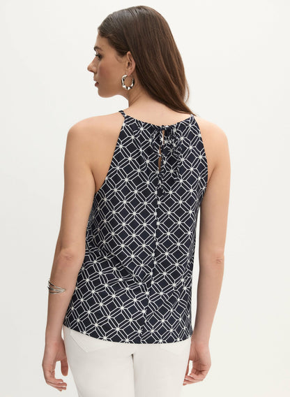 Women Sleeveless Mixed Print Top Blue Pattern | Melanie Lyne