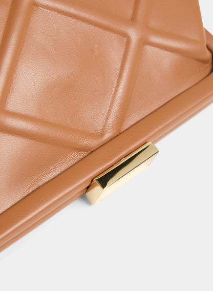Women Textured Faux Leather Clutch Camel | Melanie Lyne