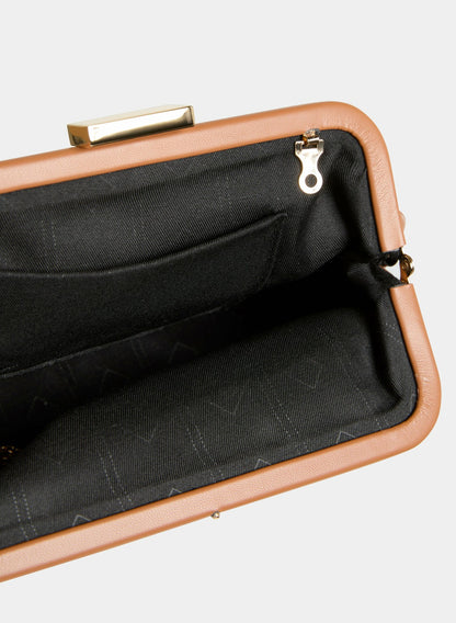 Women Textured Faux Leather Clutch Camel | Melanie Lyne