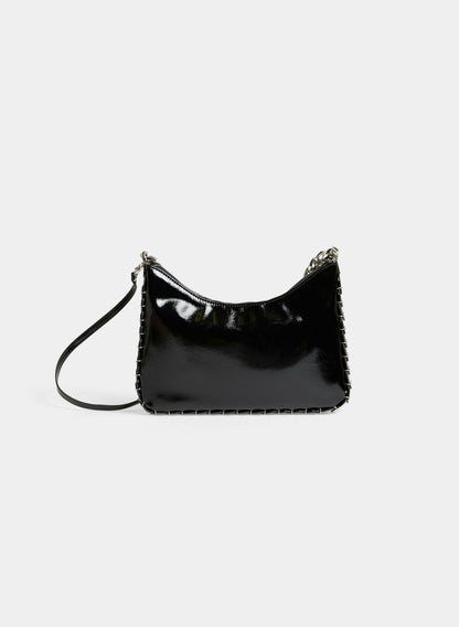 Women Patent Vegan Leather Handbag Black | Melanie Lyne
