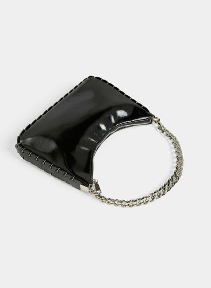 Women Patent Vegan Leather Handbag Black | Melanie Lyne