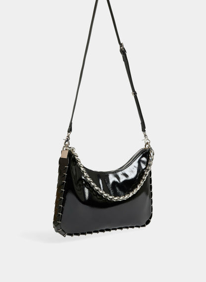 Women Patent Vegan Leather Handbag Black | Melanie Lyne