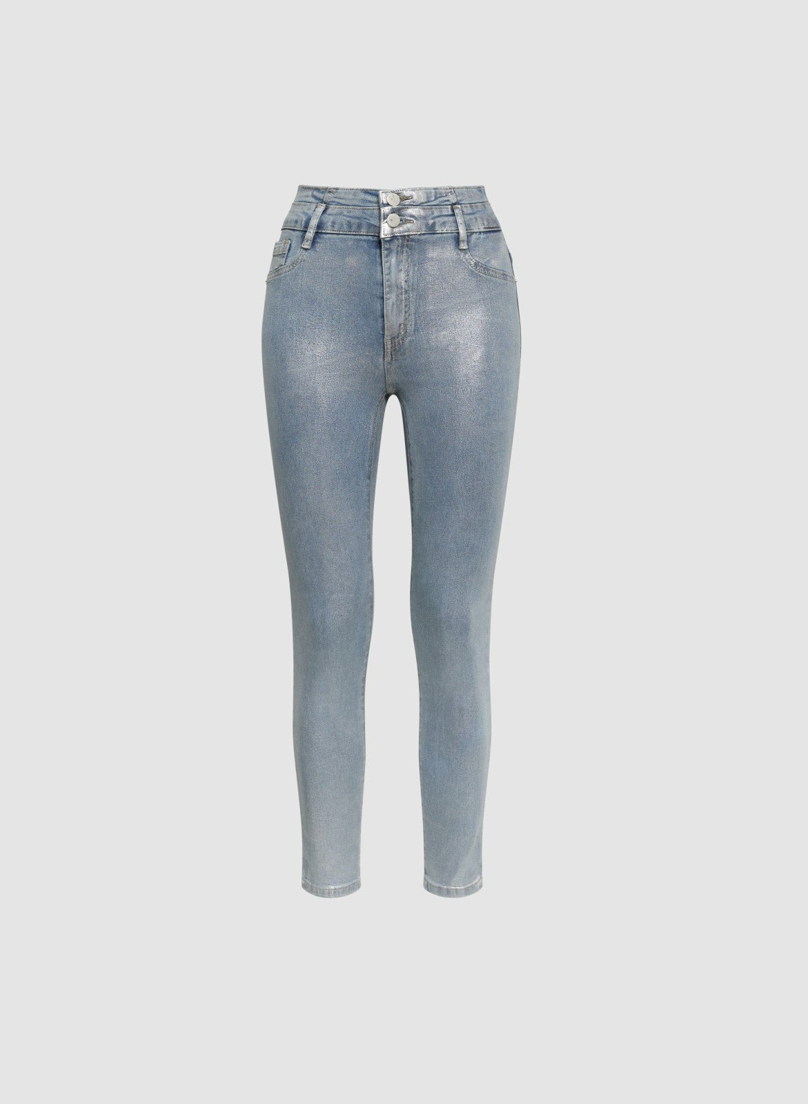 Women Metallic Slim-Leg Jeans Silver Dime | Melanie Lyne