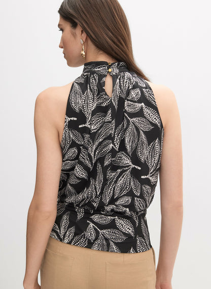 Women Sleeveless Leaf Print Top Black & White | Melanie Lyne