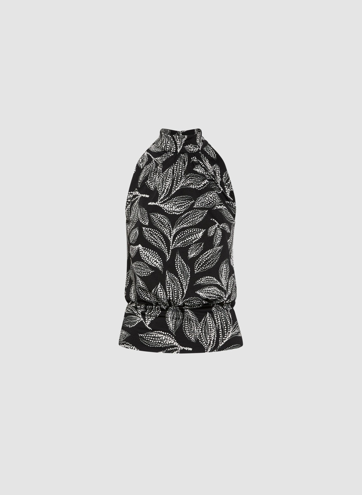 Women Sleeveless Leaf Print Top Black & White | Melanie Lyne