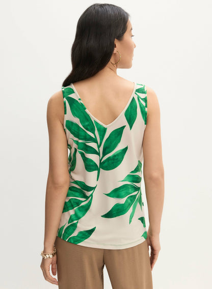 Women Sleeveless Leaf Print T-Shirt Green Pattern | Melanie Lyne