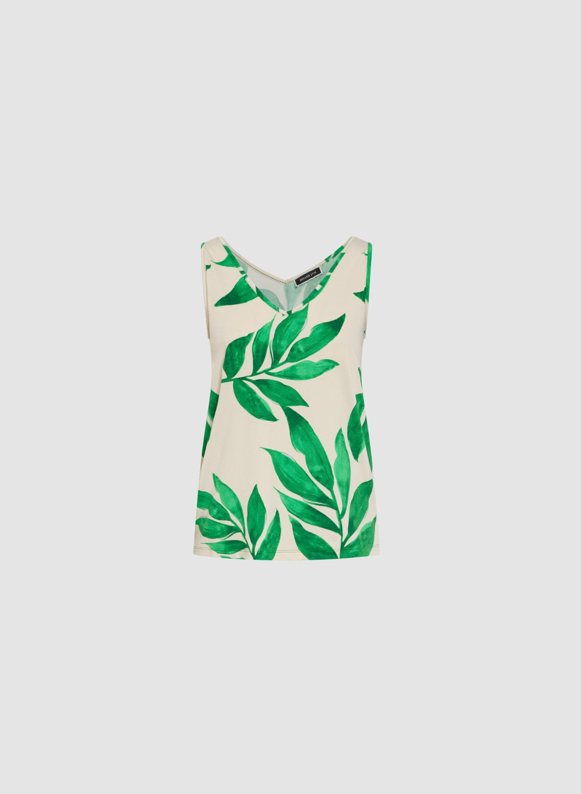 Women Sleeveless Leaf Print T-Shirt Green Pattern | Melanie Lyne