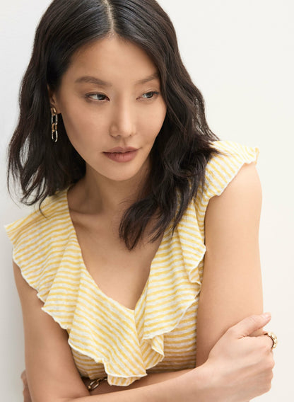 Women Sleeveless Striped Top Yellow Pattern | Melanie Lyne