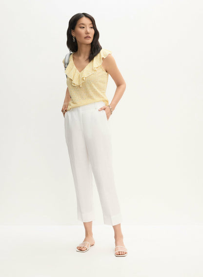 Women Sleeveless Striped Top Yellow Pattern | Melanie Lyne