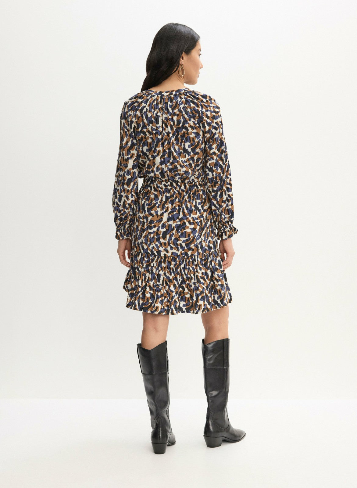 Women Abstract Print Puff Sleeve Dress Multicolour | Melanie Lyne