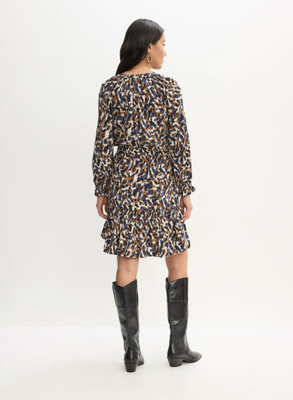 Women Abstract Print Puff Sleeve Dress Multicolour | Melanie Lyne