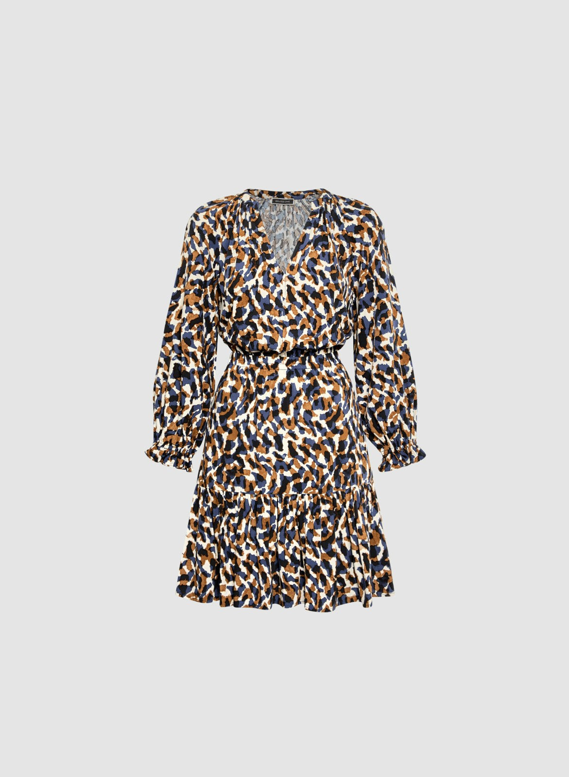 Women Abstract Print Puff Sleeve Dress Multicolour | Melanie Lyne