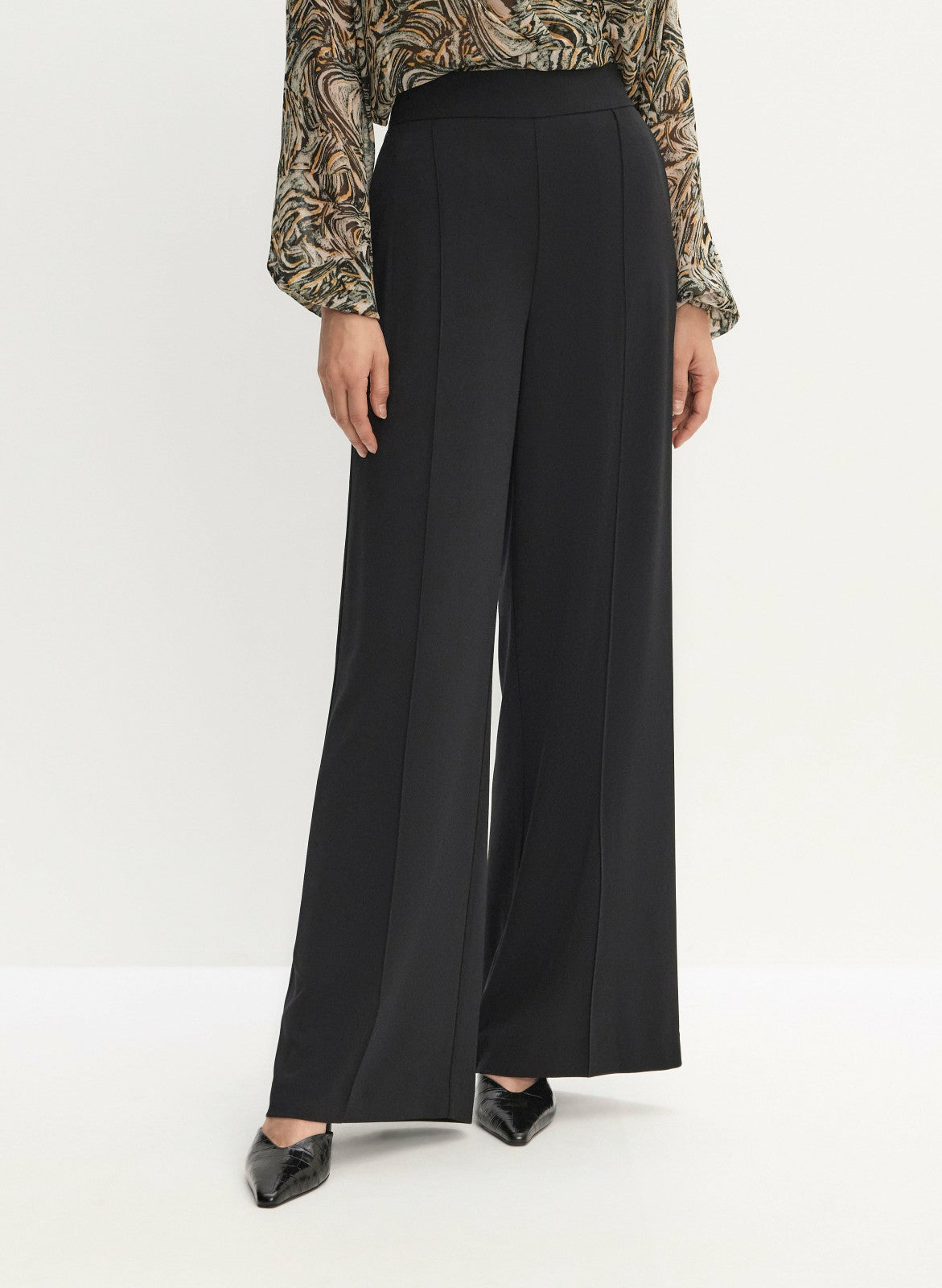 Women Wide Leg Pintuck Pants Black | Melanie Lyne