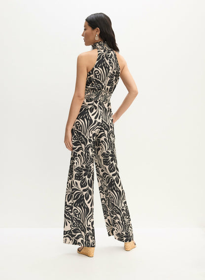 Women Sleeveless Floral Print Jumpsuit Black & White | Melanie Lyne