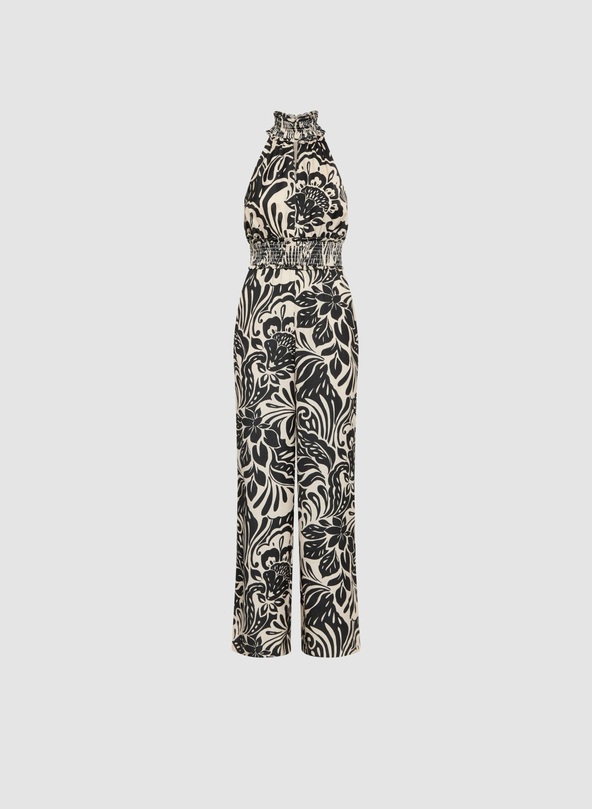Women Sleeveless Floral Print Jumpsuit Black & White | Melanie Lyne