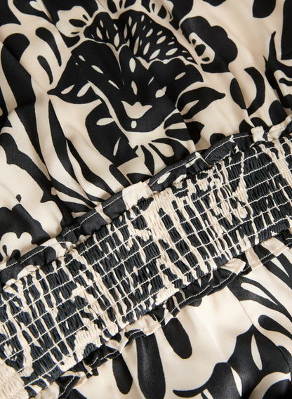 Women Sleeveless Floral Print Jumpsuit Black & White | Melanie Lyne