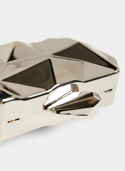 Women Embossed Metal Handbag Silver | Melanie Lyne